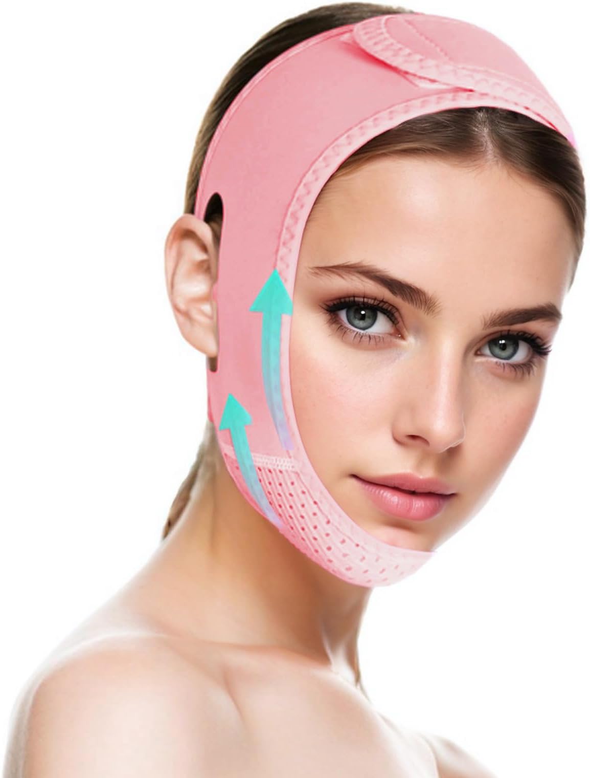 V Line Lifting Mask Chin strap for sleeping, V Line Lifting Mask for Women,Jaw Exerciser，Medium,Pink
