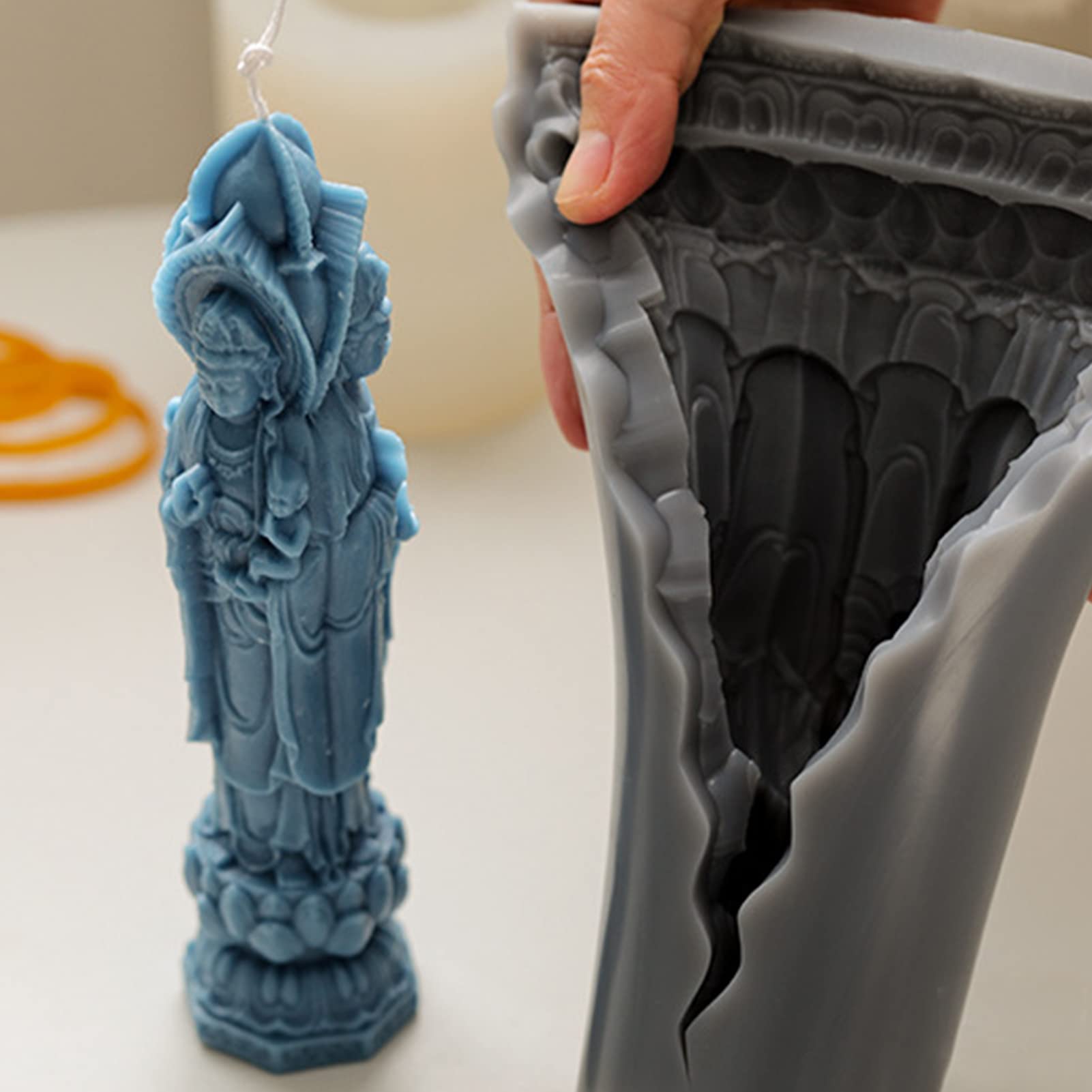 FUFRE Moule à bougie en silicone - Bouddha - Fait main - Aromathérapie - Forme de bougie - Pour travaux manuels, décoration, fondant, bougies parfumées, cire de soja, plâtre (A)