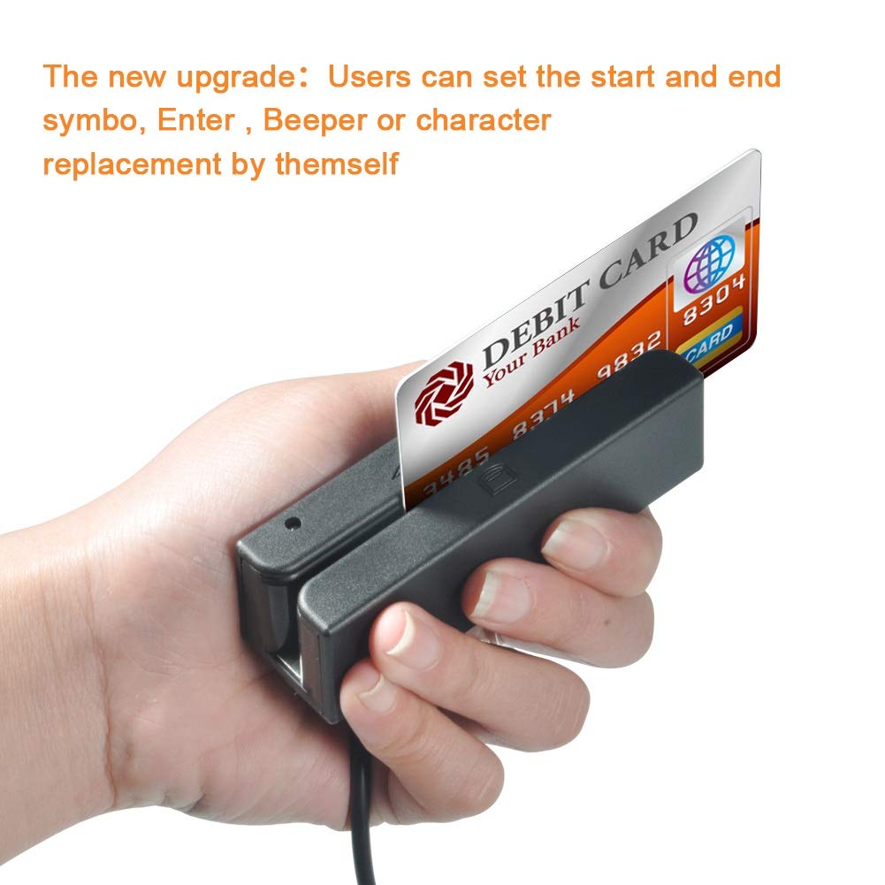 Nikou Lector de Tarjetas de crédito, Lector de Tarjetas de crédito USB, Lector de Tarjetas de Banda magnética MSR580 3 Pistas Mini mag Hi-Co Swiper 1 Pack