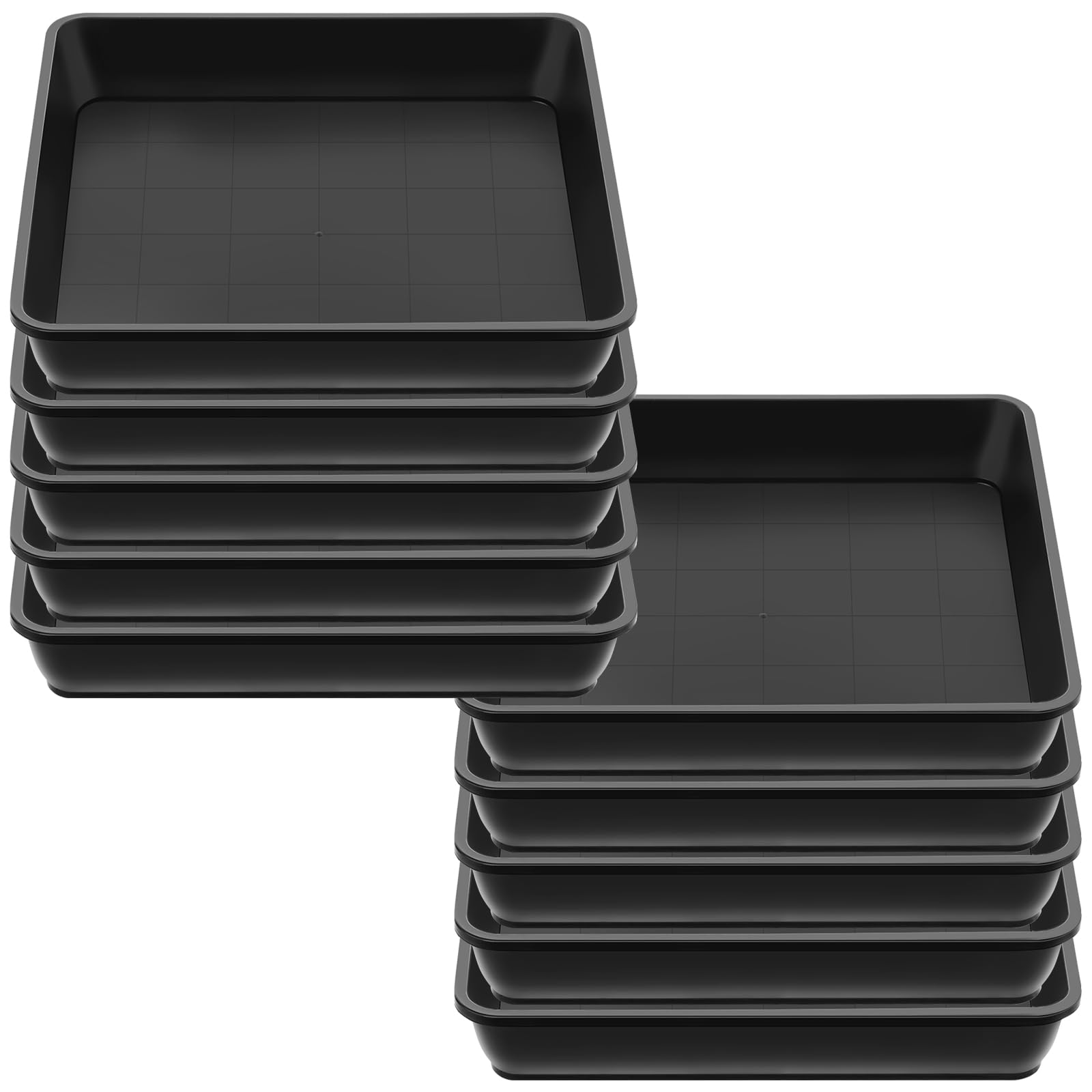 Lot de 10 soucoupes de pot de fleurs, carrés, en plastique, 20 x 20 cm