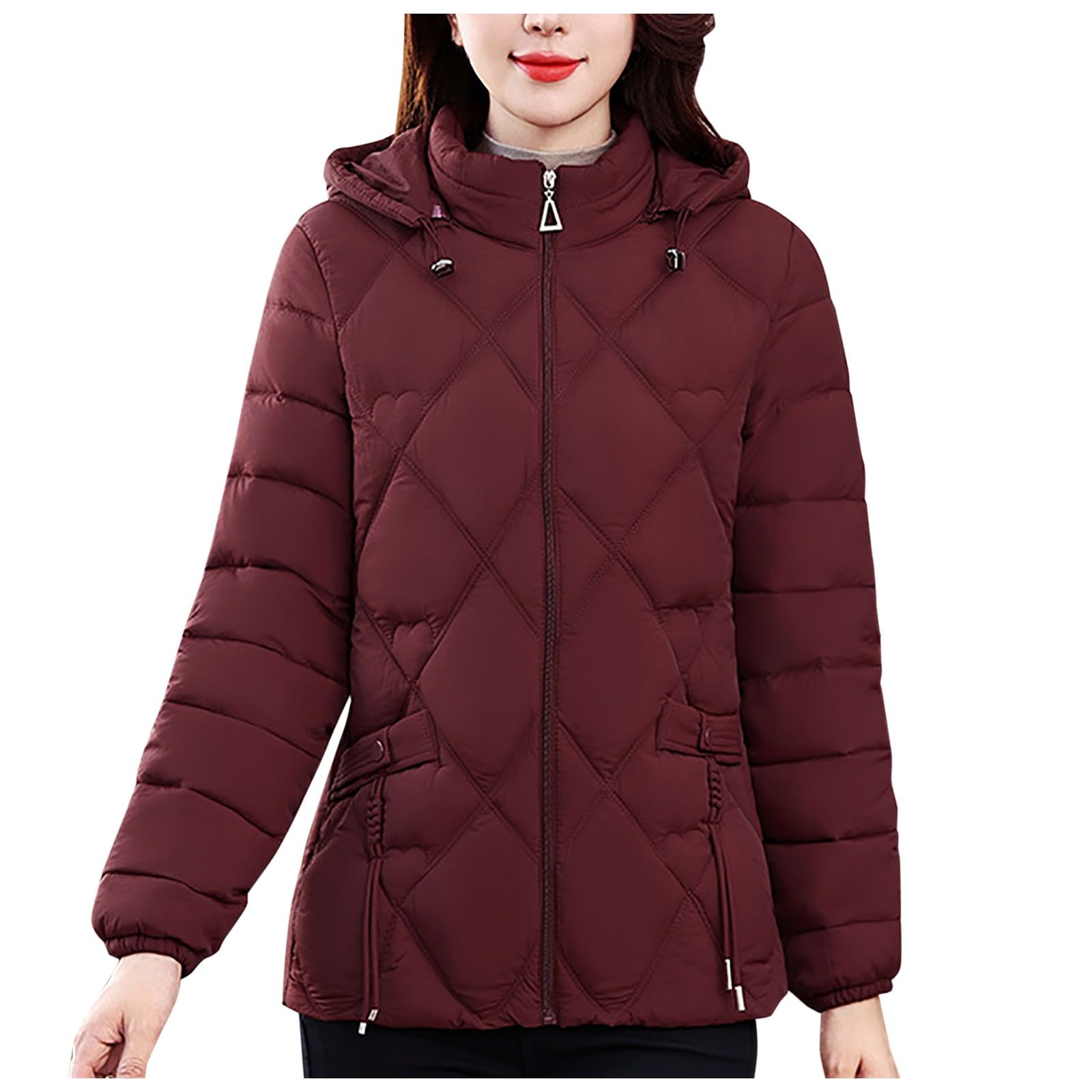 Generico Piumino Con Cappuccio Donna, Giubbotto Leggero Donna Con Cappuccio Leggero Piumino Ultraleggero Invernali Taglie Forti Trapuntato Tinta Unita Giacche Sottogiacca Per Tempo Libero O Trekking