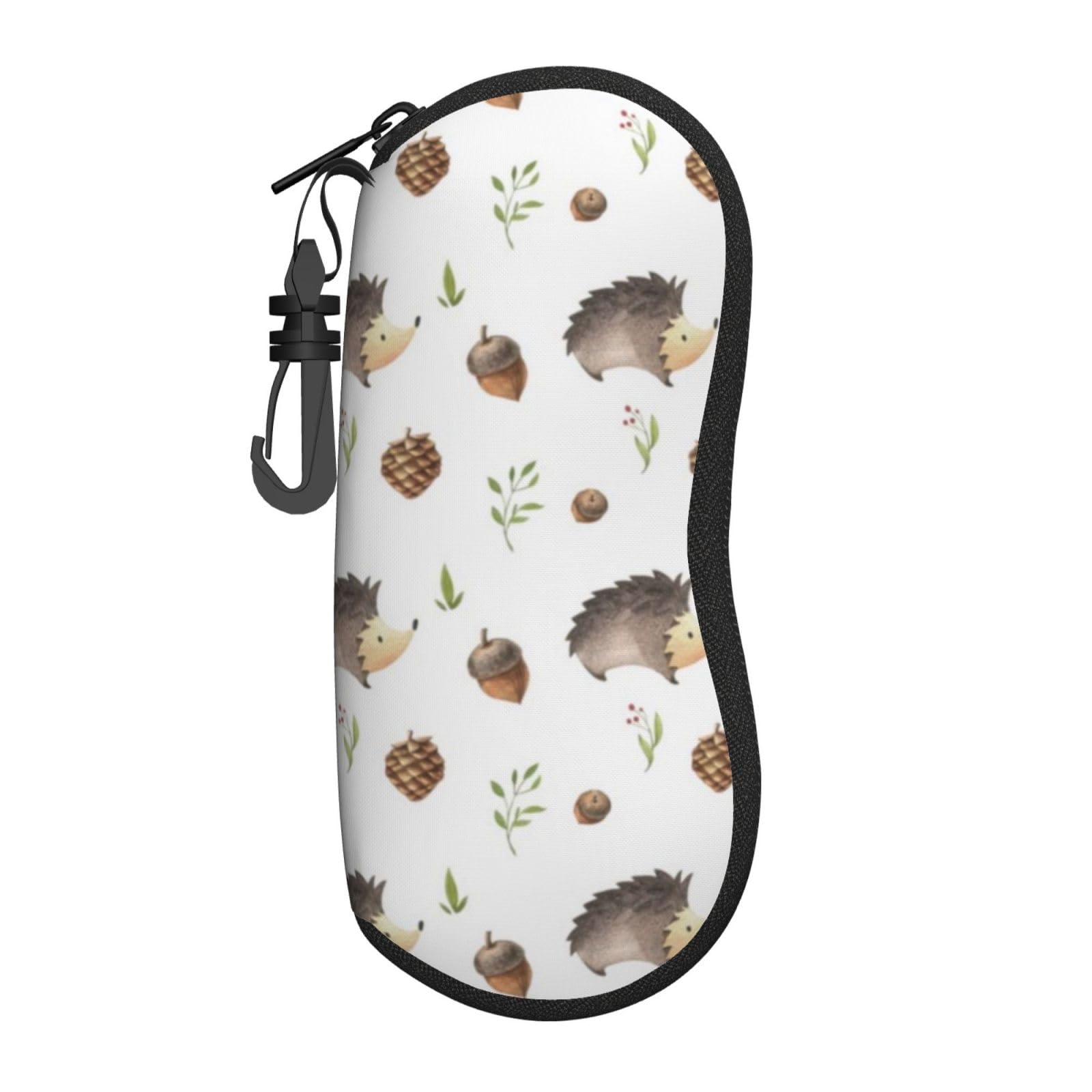 Hceaatb Glasses Case Hedgehogs Forest Animal Cute Soft Case Ultra Light Zipper Eyeglass Case With Belt Clip, Sunglasses Travel Pouch For Men Women