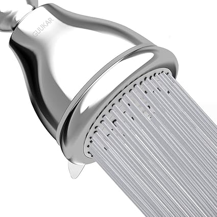Guukar High Pressure Shower Head - 3 Inch Anti-leak Anti-clog Fixed Chrome Showerhead with 5 Function Spray - Pressure Boosting for Low Water Pressure & Flow - Adjustable Swivel Metal Ball Joint