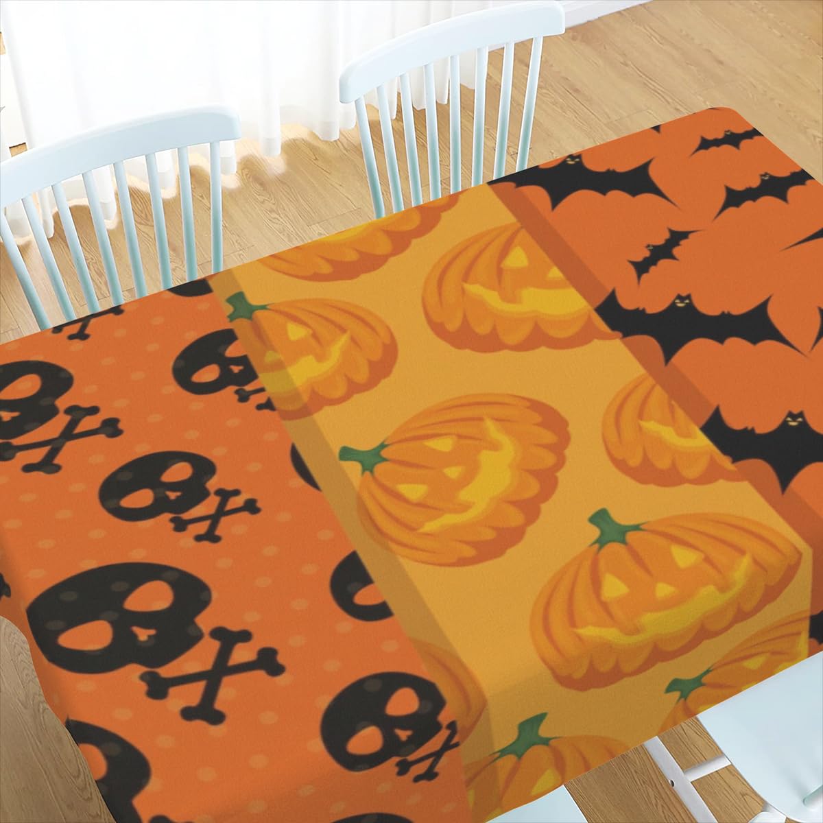 2 Tovaglie Per Halloween Usa E Getta – Teschio E Pipistrello Su Ragnatela – 137 X 274 Cm – Impermeabili In PVC – Decorazioni Tavola Festa A Tema