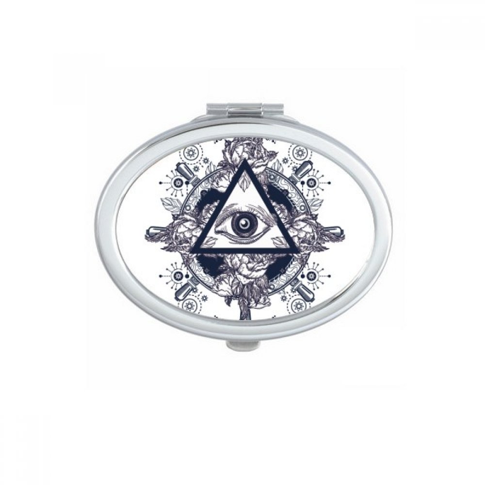 Miroir de poche boussole fleur étoile format compact ovale pour retouches maquillage