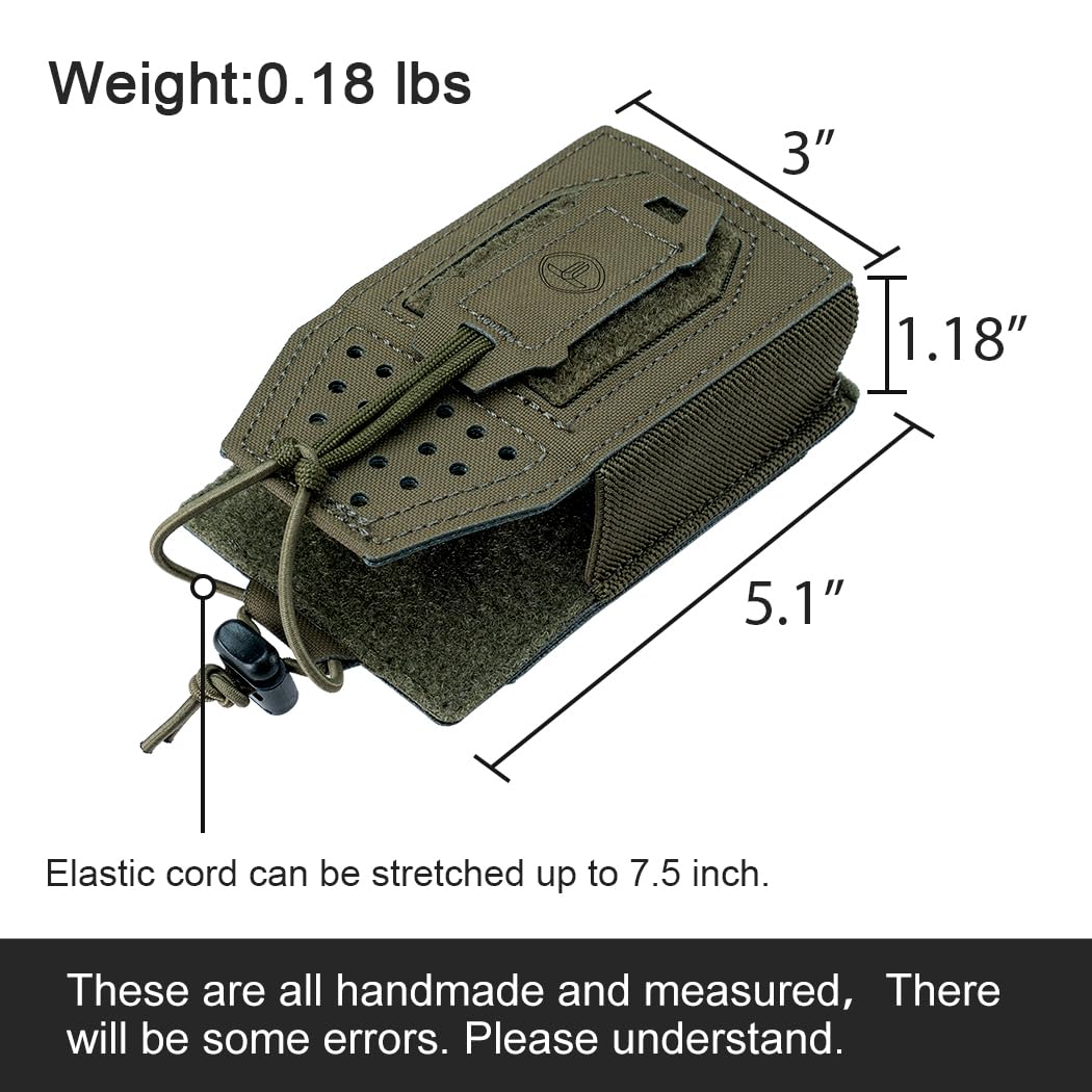 Tactical Radio Case Universal Molle Radio Pouch for BaoFeng UV-5R BF-F8HP Walkie Talkie Adjustable Charger Storage Pouch (Ranger Green) - 5
