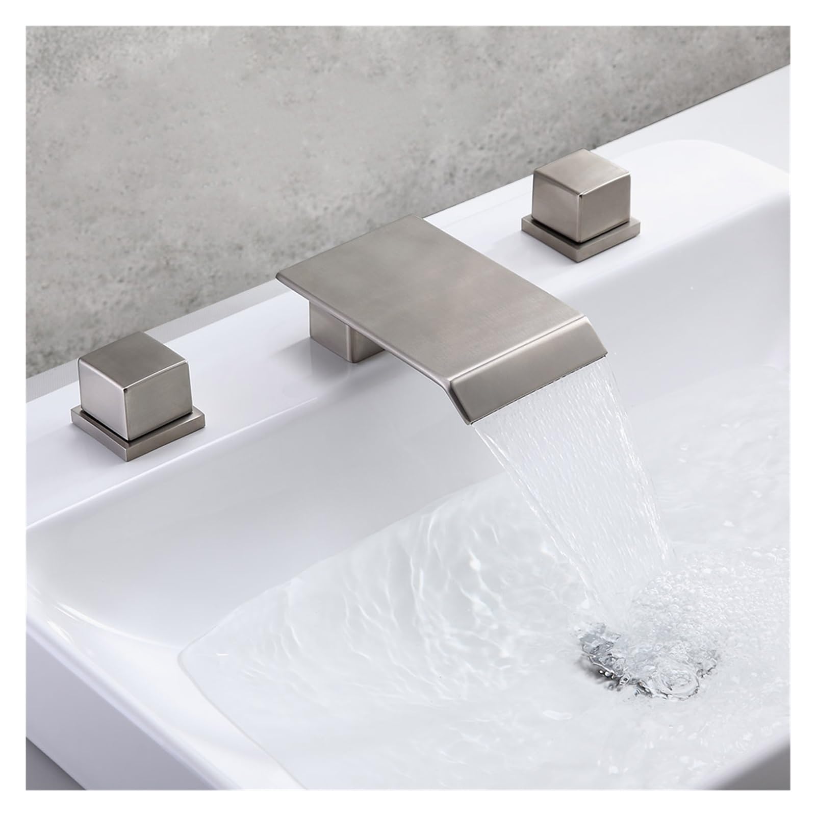 Robinet de baignoire cascade en laiton brossé avec double poignée chic