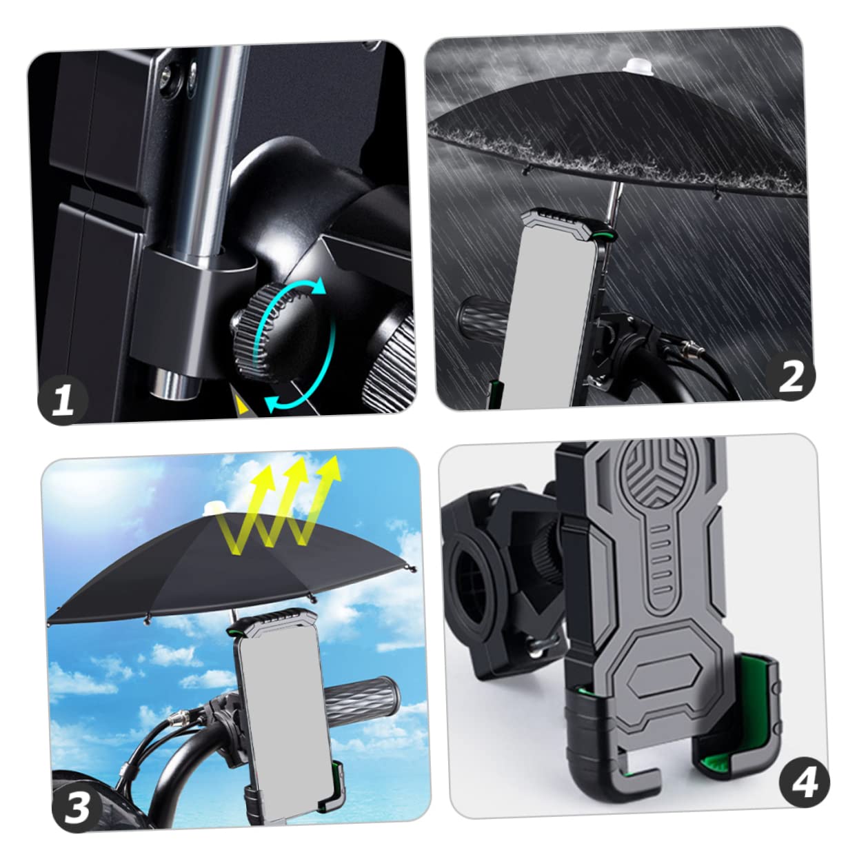 OUNONA 1set Bike Phone Holder with Umbrella Easy Install Cellphone Mount for Bicycles Stable Clamp for Mountain Bike Cycling Accessories for Sunshade and Rain Protection
