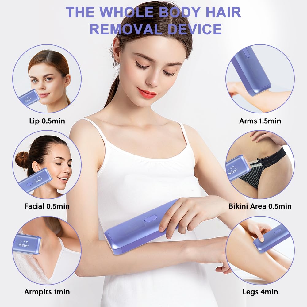 ACWOO IPL Laser Hair Removal Device, 3-in-1 Functions HR/SC/RA Laser Hair Removal for Women Men, Long Lasting & Painless, Hair Removal Device for Body & Face at-Home Use with 9 Energy Levels, 2 Modes - Image 4