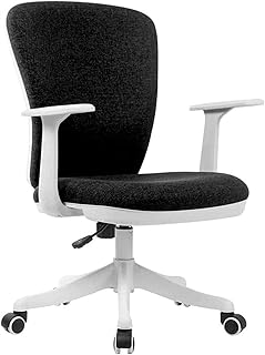 WANGXIAOYUE Muebles de Silla Escritorio de Oficina ergonómico con reposabrazos, Sala de Estudio Mediodía 360; Asiento de Tela de Lino de Tarea giratoria Silla de Rodillas (Color : Black)