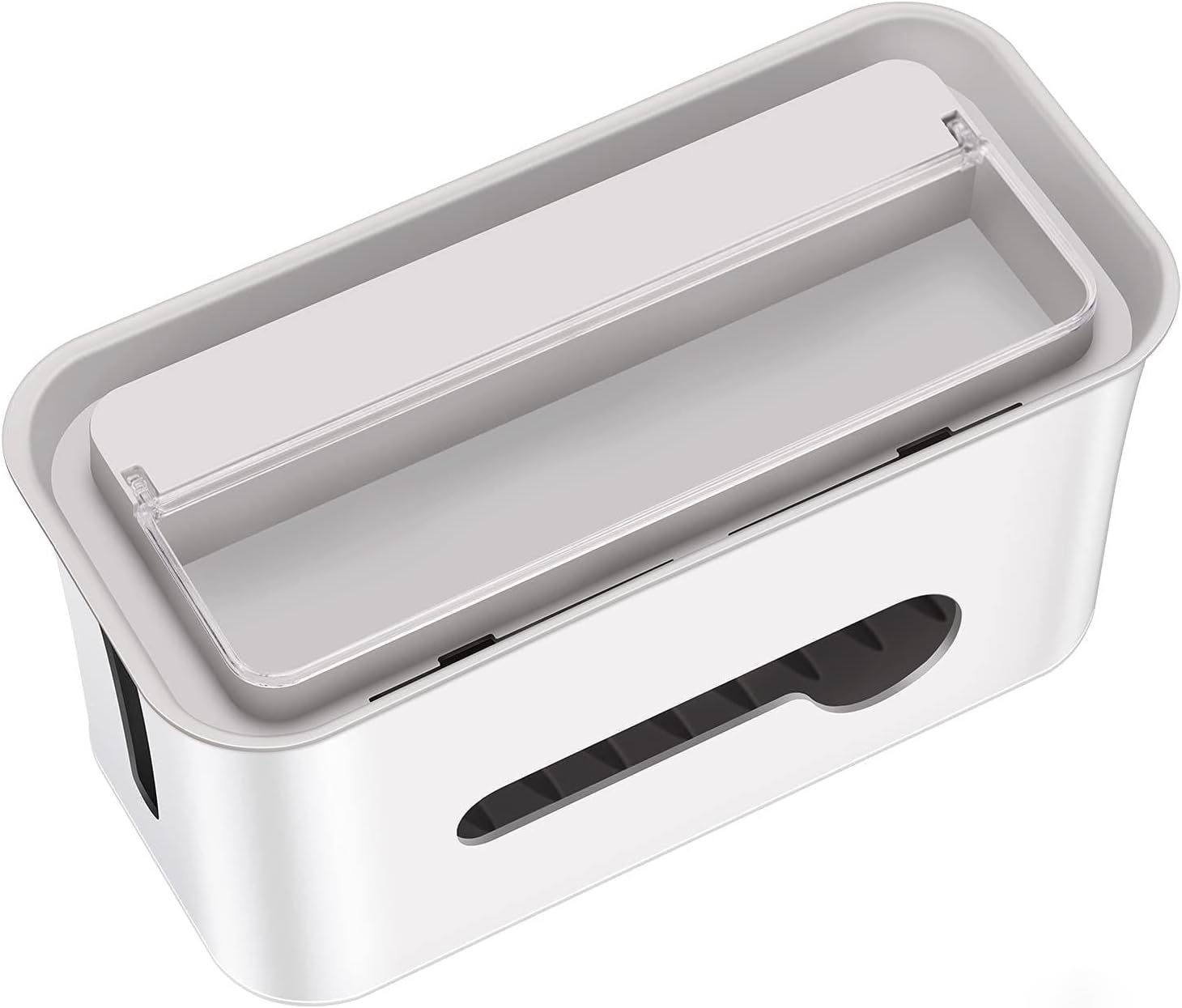 Kastwave Cable Management Box, Cord Organizer Large And Medium Size Hider Box With The Groove To Store Chargers Hide Surge Protector Cover On Desk Or Floor (White)