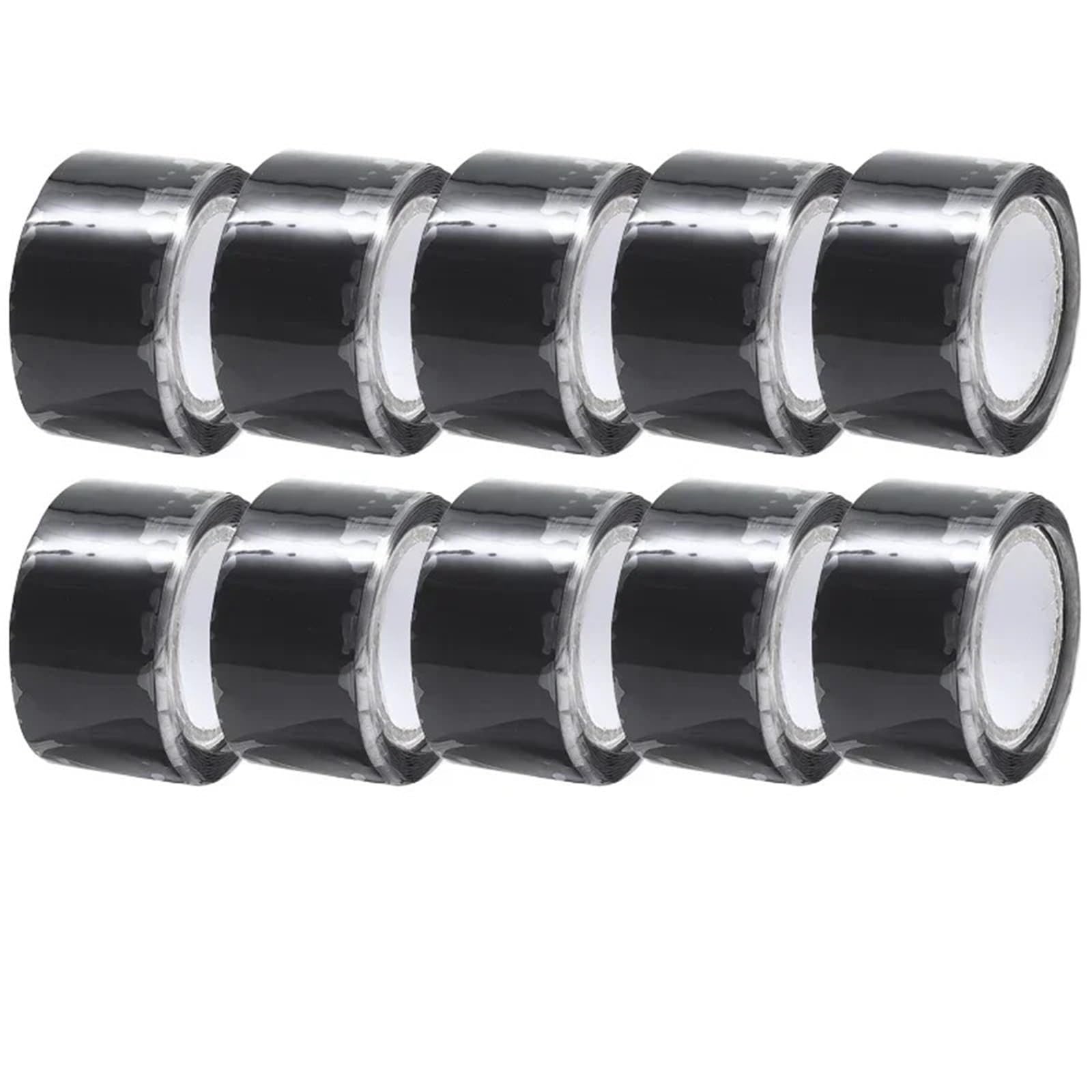 Cinta aislante de caucho de silicona autofusible, Cinta de manguera de silicona autofundible, 0,5 mm, 10 rollos, negro/blanco, 1 pulgada x 10 pies(Black)