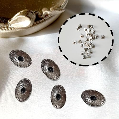 Miniatura 3 de Kesvila 10 hebillas de cuero ovaladas turquesa turquesa hebilla de metal conchos botón hebillas decorativas para manualidades