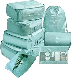 Organizador Mala Para Viagem 8 Peças Necessaire Bolsa De Armazenamento Guarda Roupa (Azul)