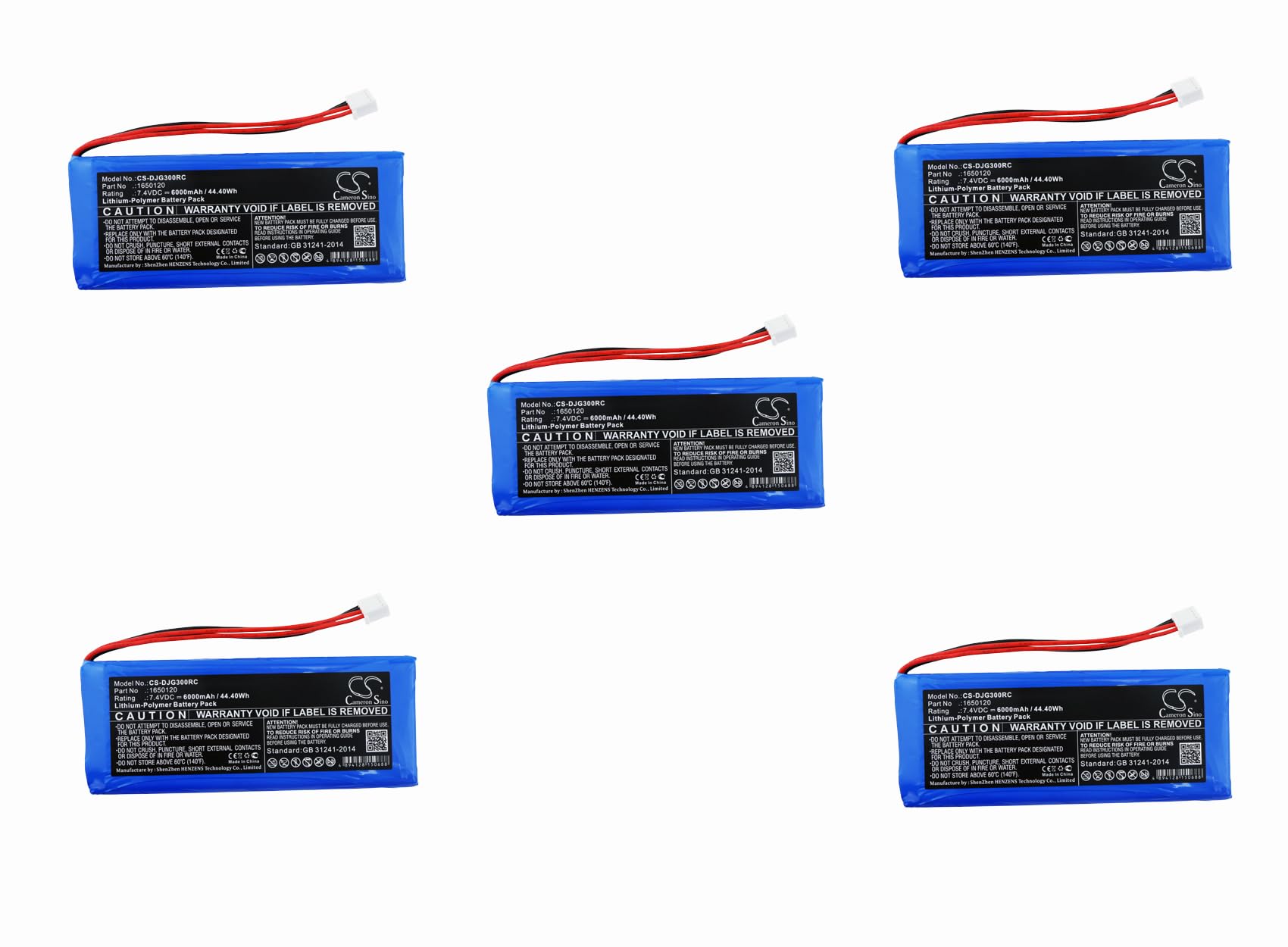 (5 PACK) XSP Battery for DJI Inspire 1 Controller Inspire 2 Controller Phantom 3 Controller Phantom 4 Controller PN 1650120 GL300F GL300C GL300E