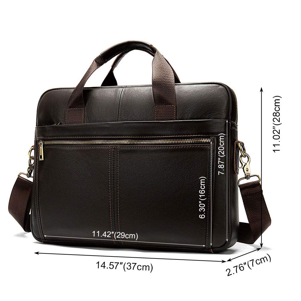 BAIGIO Maletín de Cuero Genuino Vintage, Bolso Hombre Bandolera Maletines Mensajero de Auténtica Piel Hombre para Portatil hasta 13,3 Pulgadas para Negocios,Oficina,Trabajo,Viajes