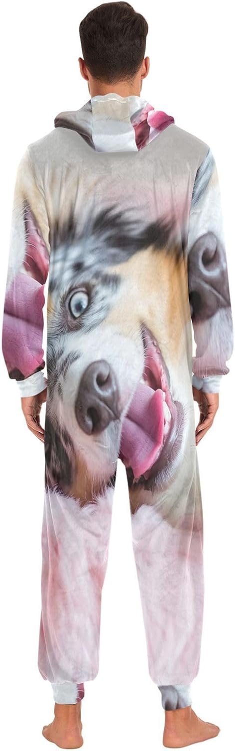 GAIREG Playful Australian Shepherd Onesie Adult Pajamas Women, Men's Women's Christmas Onesie