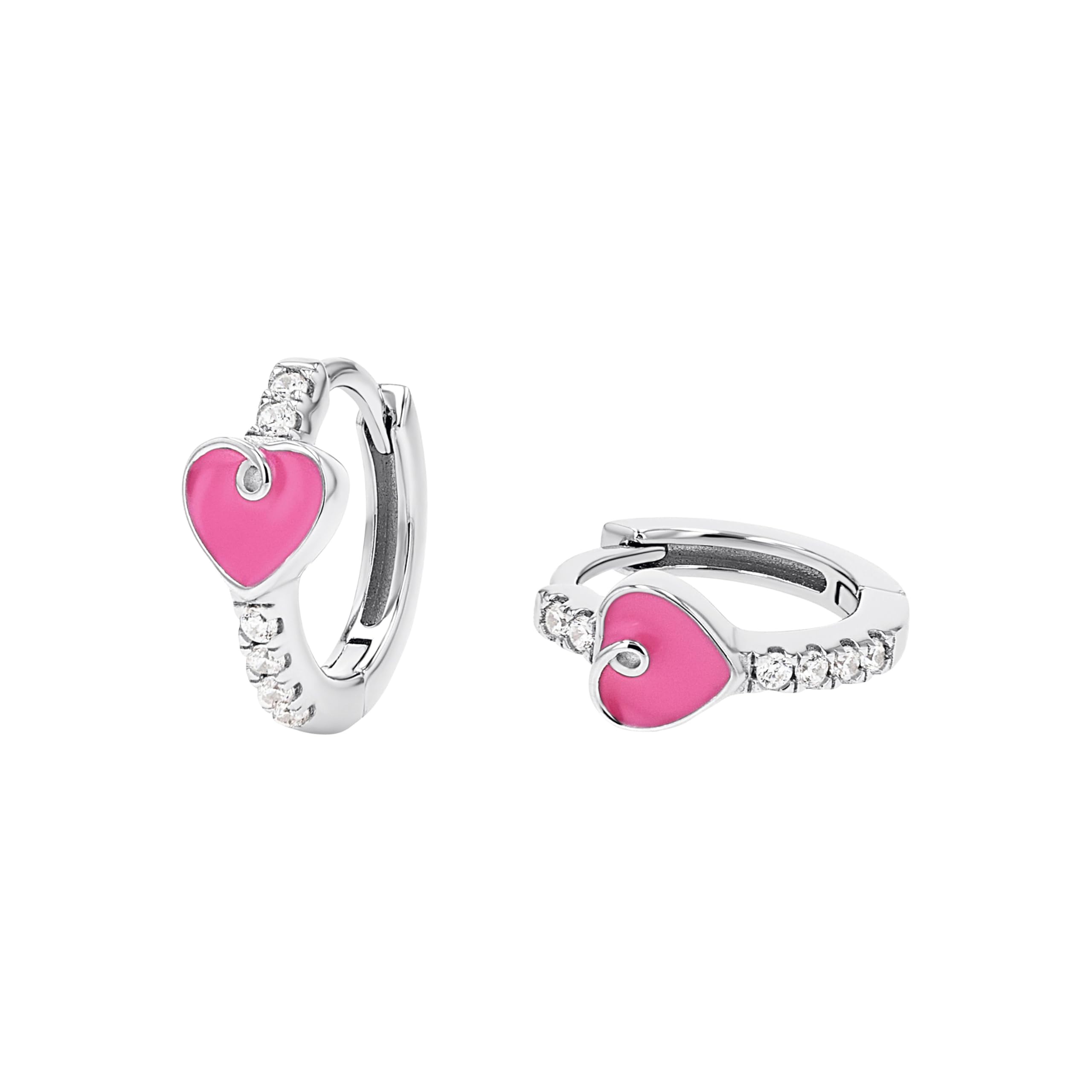 Principessa Lillifee - Orecchini da Ragazza in Argento 925 - con Zircone - Creoli a Cuore - PLI-E0029