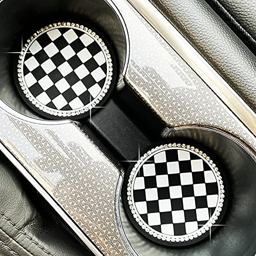 Portavasos para auto con diseño de tablero a cuadros 4 piezas miniatura 7