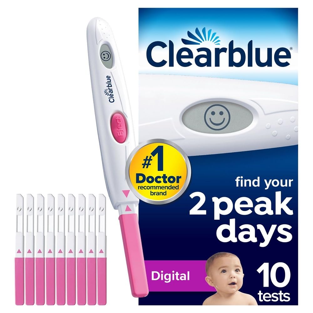 Clearblue Digital Ovulation Tests (OPK), Easy At Home Ovulation Test, 1 Digital Holder And 10 Tests, Proven To Increase The Chances Of Getting Pregnant Naturally, Packaging May Vary