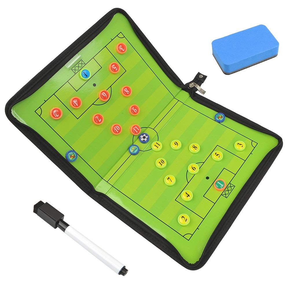 THE WHITE SHOP Magnetic Soccer Coaching Board, Soccer Coaching Board, Coaching Tactical Board Foldable and Portable Soccer Tactical Board with Dry Erase Marker, Eraser