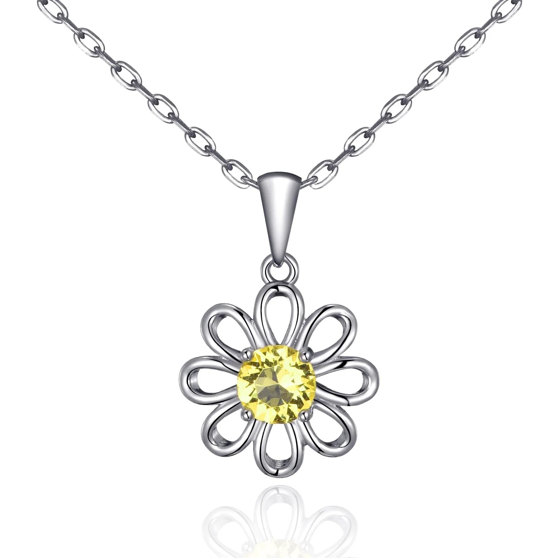 Daisy Necklace Created with Zircondia® Crystals