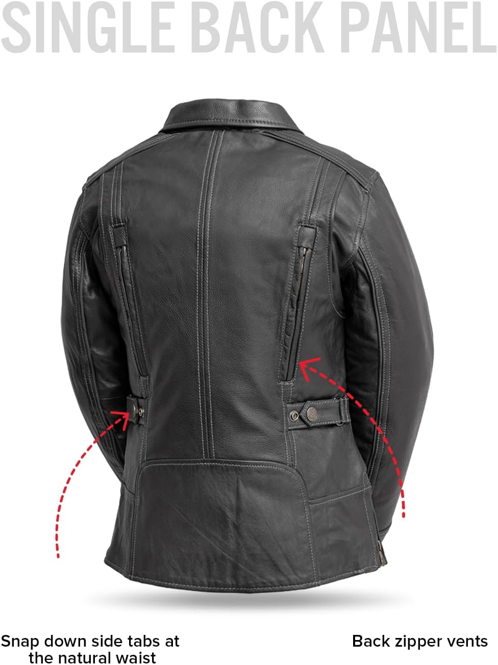 First Mfg Co - Free Spirit - Women's Motorcycle Biker Riding Black Leather Jacket