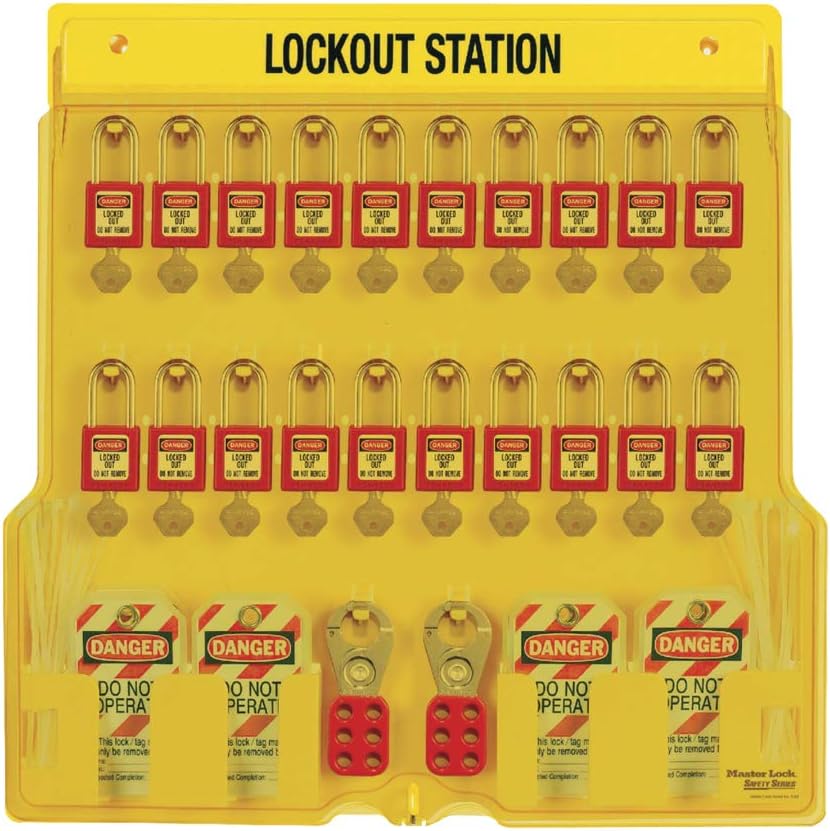 Master Lock 1484BP410 Lockout Tagout Padlock Station,Yellow