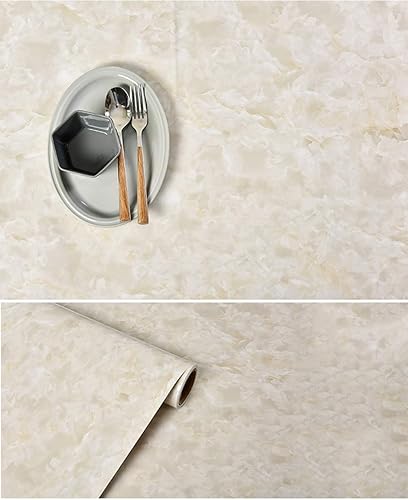 Miniatura 4 de PoetryHome Papel de contacto de vinilo extraíble de mármol blanco cremoso grantie para encimera, mesa, protector contra salpicaduras, autoadhesivo,