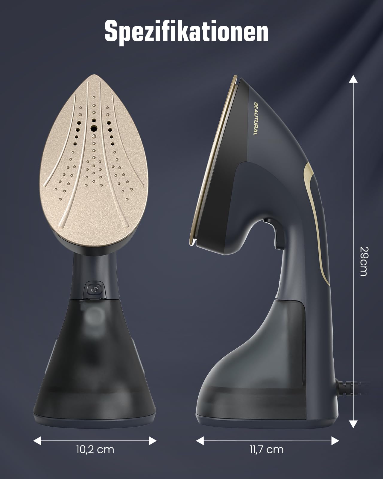BEAUTURAL Steamer + Bügeleisen 2-in-1, 1500W Dampfglätter, 20 g/min Dampfleistung, 30s Aufheizen, 200ml Wassertank, Auto-Abschaltung, Faltenentferner für Kleidung，Ideal für Zuhause, Büro, Reise