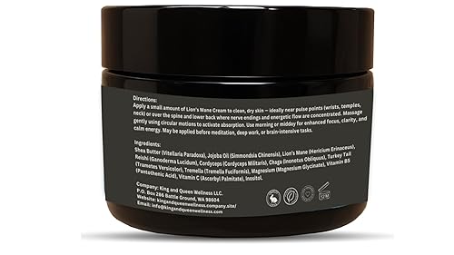 Miniatura 6 de Crema de hongos de melena de león  Niebla cerebral y soporte de memoria  Mezcla nootrópica Hericium erinaceus con Reishi y Cordyceps  2 oz  King &