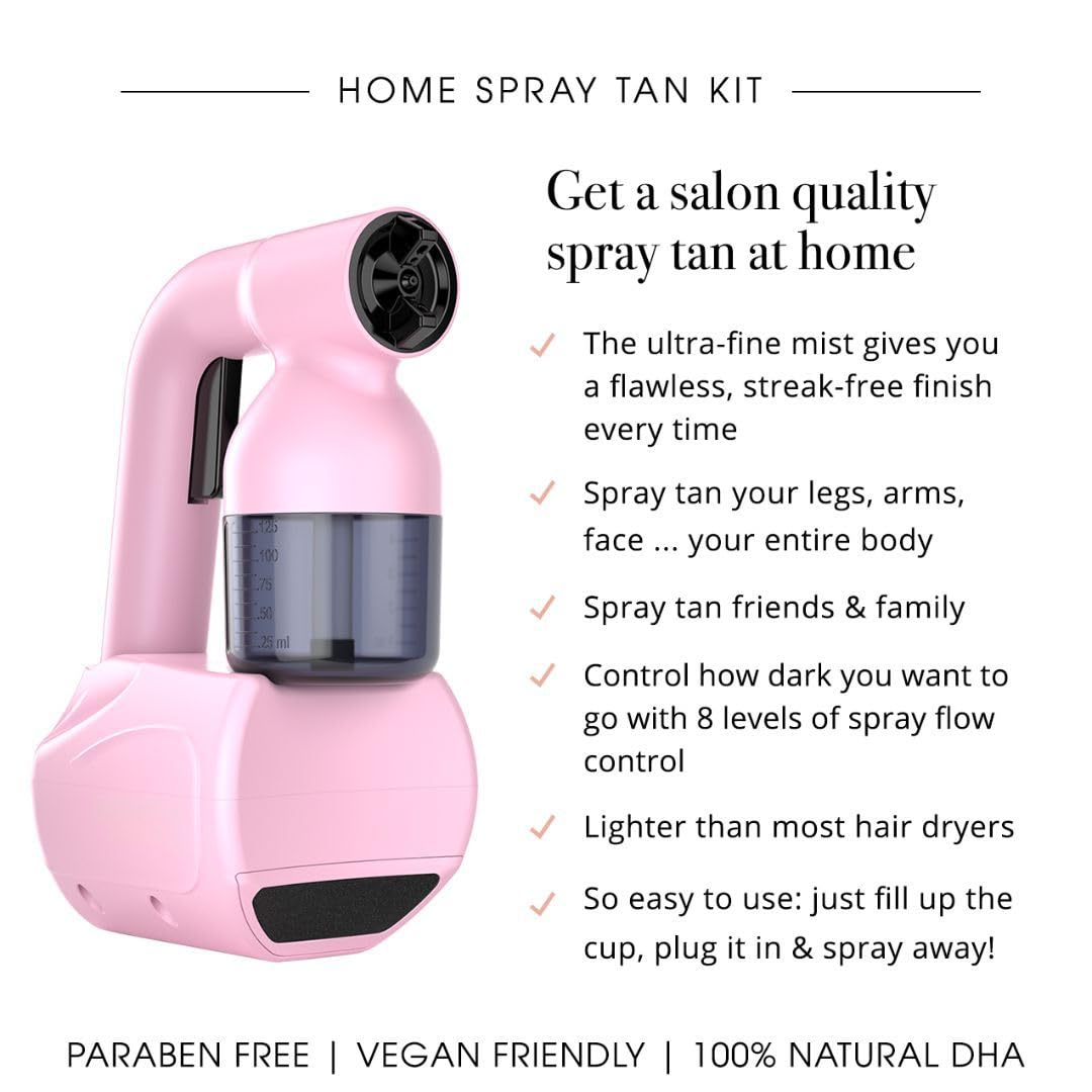 Bronze Babe Spray Tan Machine | przenośny samoopalacz, pistolet natryskowy do domu o pojemności 237 ml, podwójny ciemny roztwór do opalania
