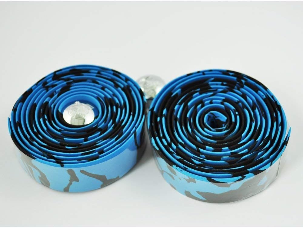 SODIAL(R) 2 Pcs Silver Tone Bar Plugs Blue Black Bicycles