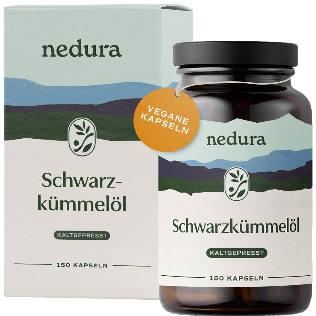nedura® Schwarzkümmelöl Kapseln – Premium Schwarzkümmel aus dem Orient in eigener Deutscher Manufaktur kaltgepresst & abgefüllt – 150 Stück in veganer Kapselhülle – 1000 mg Tagesdosis