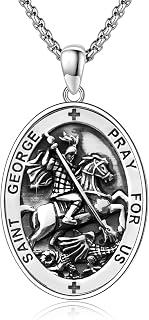 925 Sterling Silver Patron Saint Medal Necklace Catholic Protection Pendant Amulet Religious Jewelry for Men Women