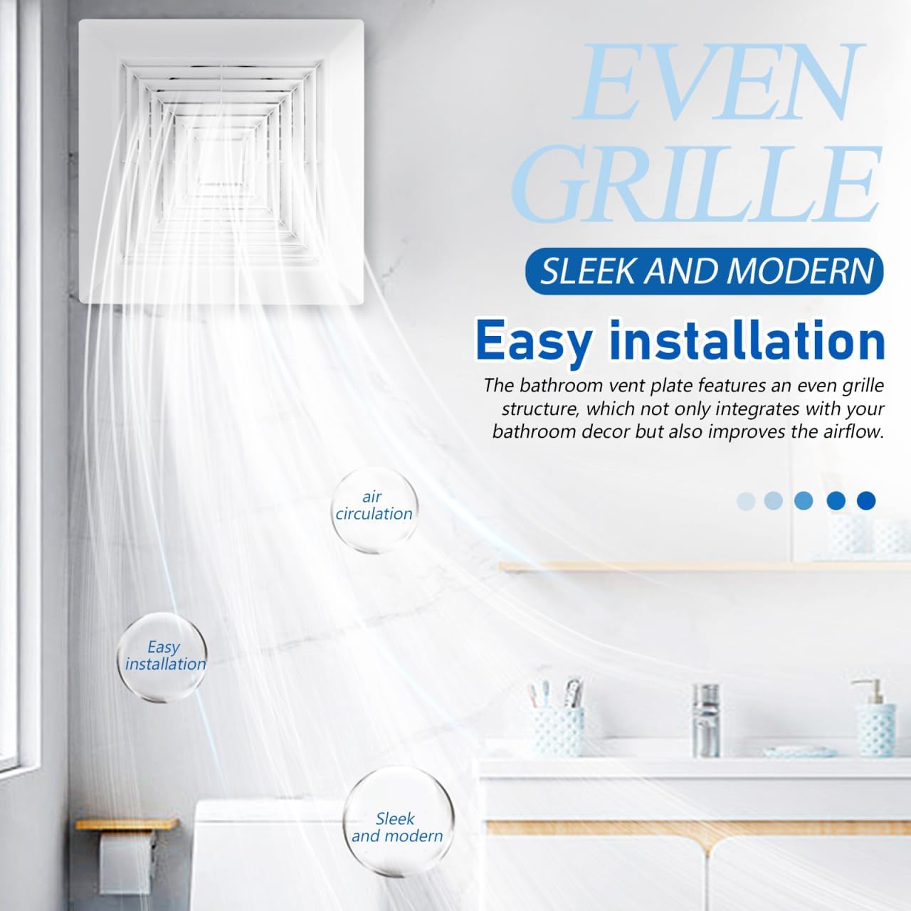 Mikikit Bathroom Exhaust Fan Cover 12.20X12.20 Inch Abs Ceiling Vent Grille Replacement with Easy Installation and Airflow Protection for Home Bathroom Ventilation