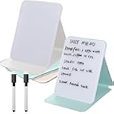 Dunzoom 2 Pcs Small Glass Desktop Whiteboard with Reversable Stand 8 x 6 Inch Mini Dry Erase White Board Easel with 2 Markers Reusable Desk Notepad for Home Office School Supplies(White, Green)