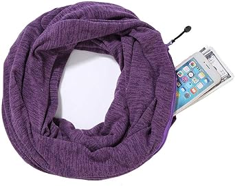 Ulalaza Infinity Scarf with Hidden Zipper Pocket Lightweight Travel Wrap for Women Girls