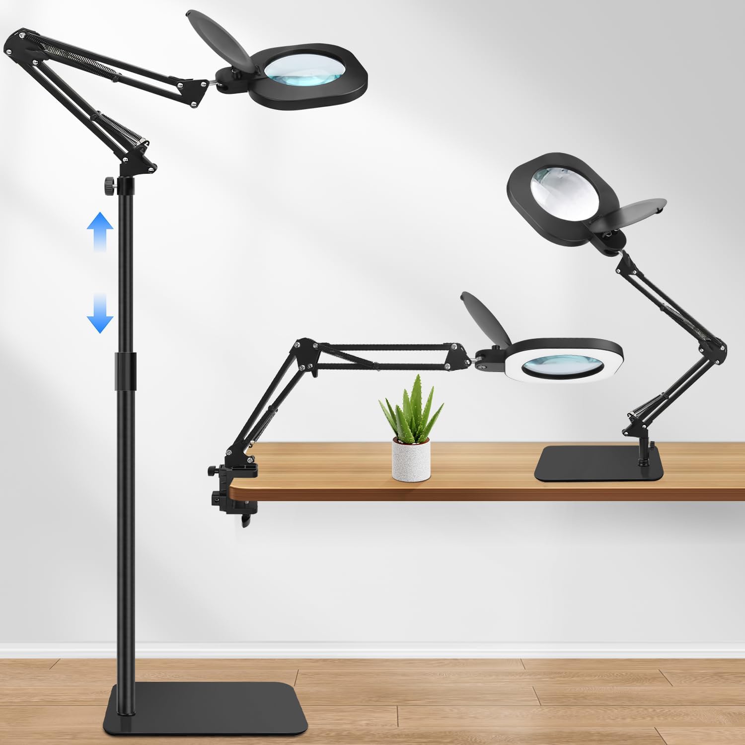 15X Magnifying Glass with Light and Stand, 3-in-1 Magnifying Lamp, stepless dimming LED Lighted Magnifying Glass, Lighted Magnifiers for Close Work,handicrafts, Repair,Reading