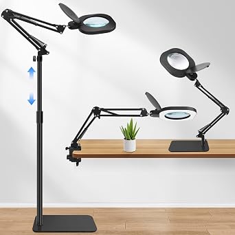 15X Magnifying Glass with Light and Stand, 3-in-1 Magnifying Lamp, stepless dimming LED Lighted Magnifying Glass, Lighted Magnifiers for Close Work,handicrafts, Repair,Reading