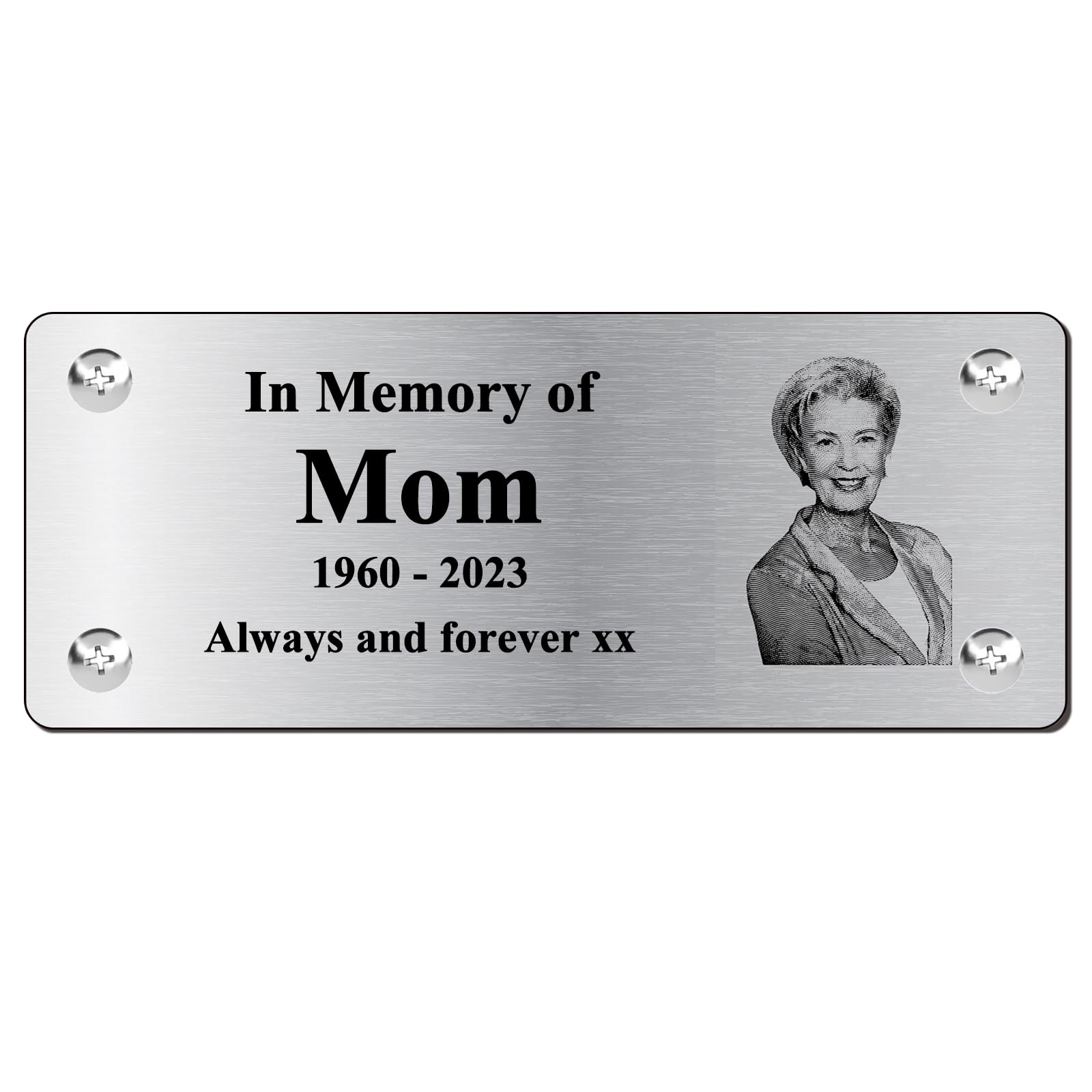 Generic Memorial Plaques with Photo, Bench Plaques Personalised in Memory of, Engraved Plaques 15 x 6 cm