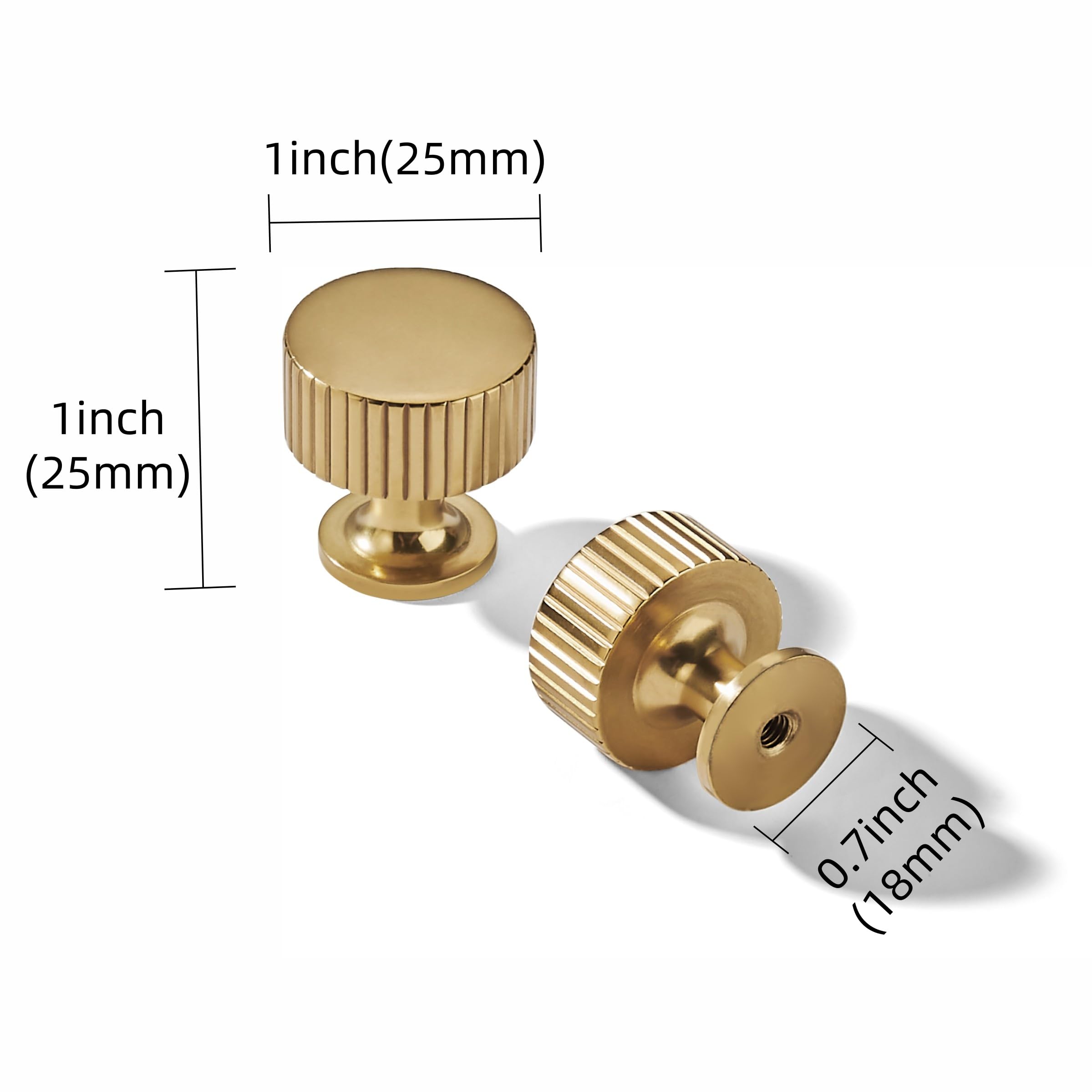 KHTUMEWARE-XB303 Round Knob, Antique Brass, 1 in (25 mm), 5-Pack in Antique Brass — KHTUMEWARE