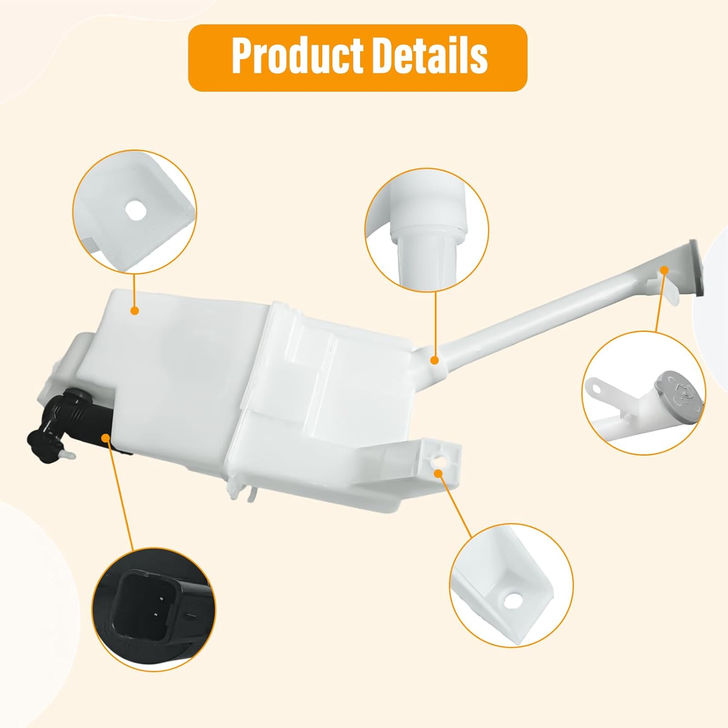 28910-6FP0A Windshield Washer Fluid Reservoir Tank Bottle Compatible With Nissan Rogue 2017-2020 Washer Reservoir Tank with Water Pipe and Motors 28910-6FL0A NI1288184 289106FL0A-PFM