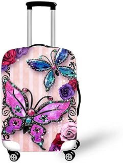 Travel Luggage Cover Spandex, Elastic Dustproof Suitcase Protective Cover, Trolley Luggage Case Protector Bag for 23-32 inch Luggage (Butterfly-A, L(26"-28" Luggage))