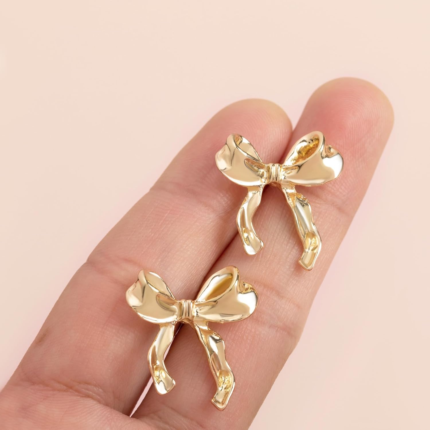 Gold & Silver Bow Earrings - Pearl & Ribbon Dangle & Stud Earrings - Image 2