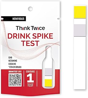 Single Drink Spike Test Strip - Detect Ketamine - GHB - Scopolamine - Cocaine - 100 Count - Individually Packaged - Retail Ready - Give-Away Item - Think Twice