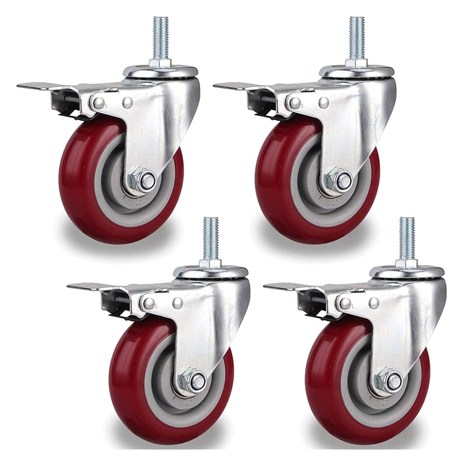 Bürorollen, Transportrollen, Schwerlastrollen, mit Bremsen, Polyurethanrollen, Breite: 32 mm