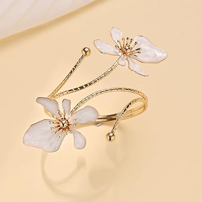 Colorful Flower Cuff Bracelet for Women Upper Arm Statement Jewelry