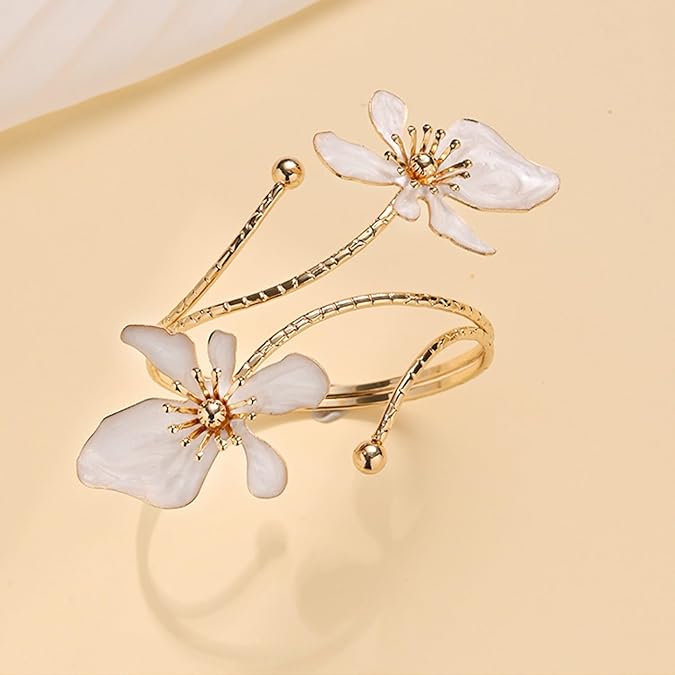 Colorful Flower Cuff Bracelet for Women Upper Arm Statement Jewelry