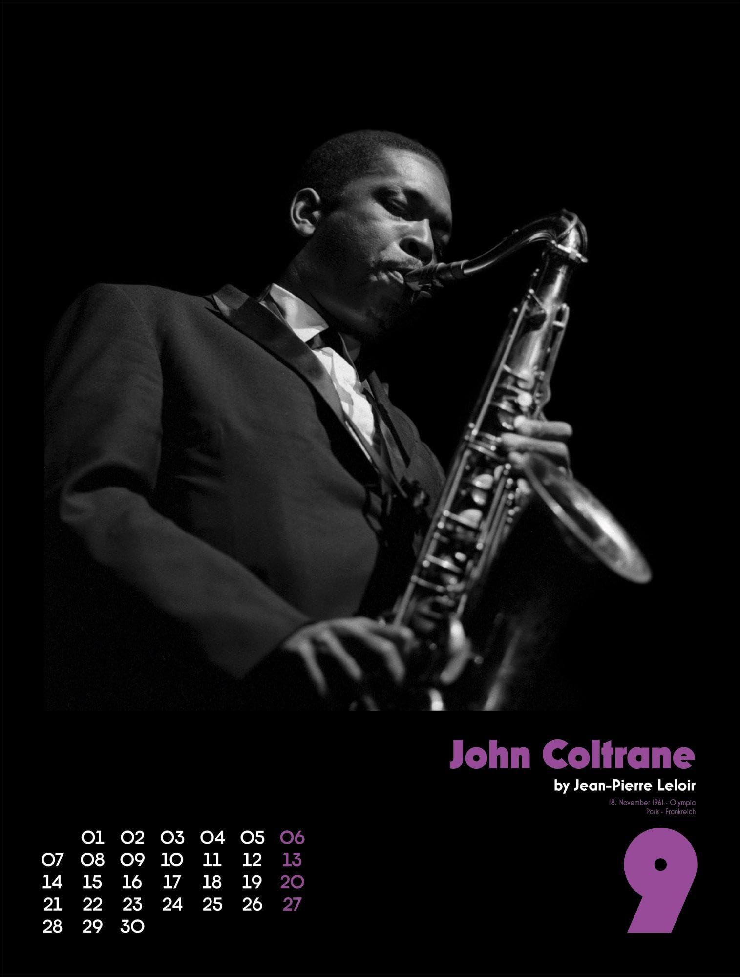 Jazz Kalender 2026 | Stilvoller Musik-Kalender im großen Hochformat (50x66 cm) | Schwarz-weiß-Fotos von Jean-Pierre Leloir für Musikfans